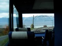 splendide vue sur les montagnes depuis l'arri&egrave;re du train